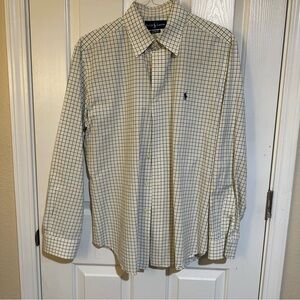 Ralph Lauren Men's Yellow and Blue Checkered Shirt